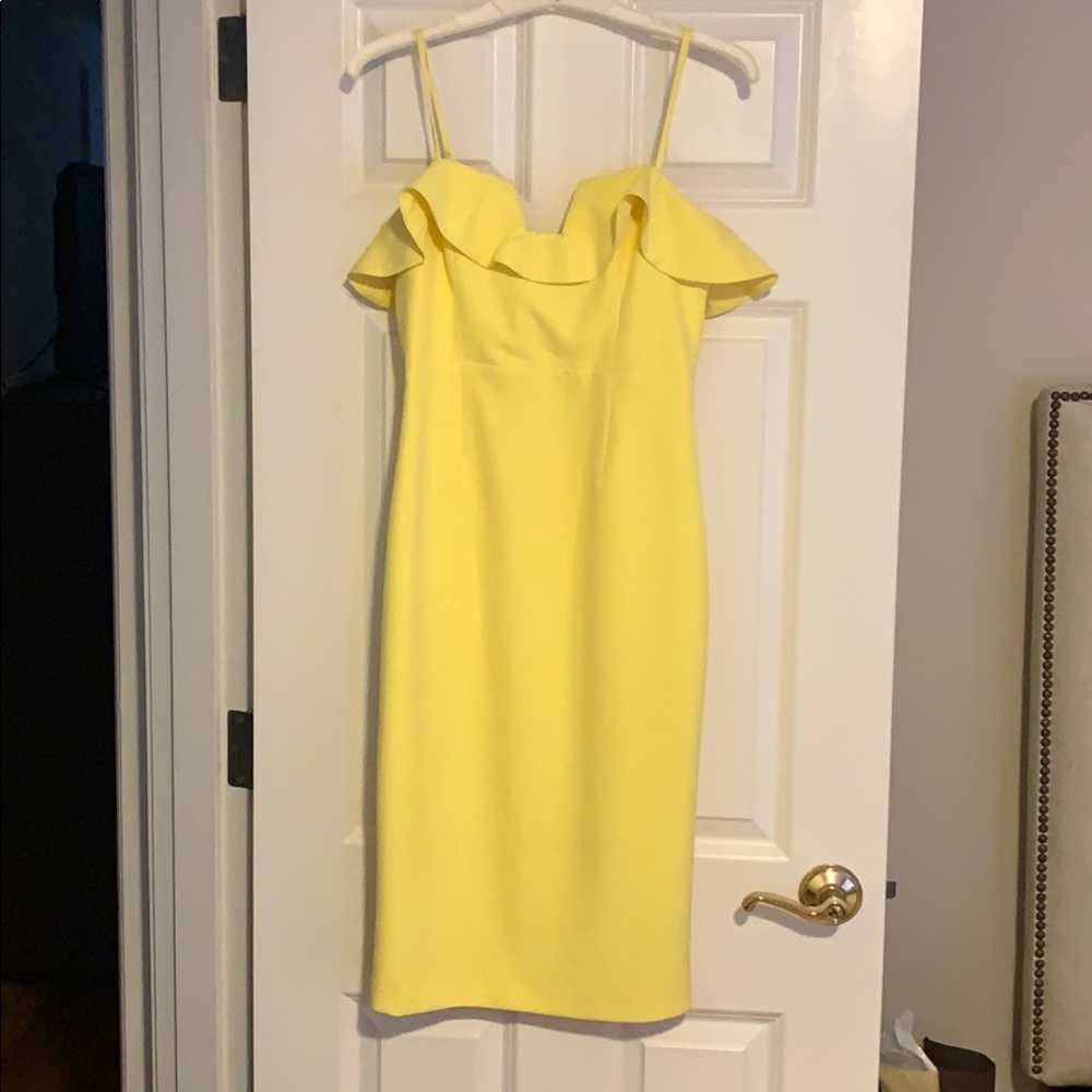 Bardot yellow fitted dress